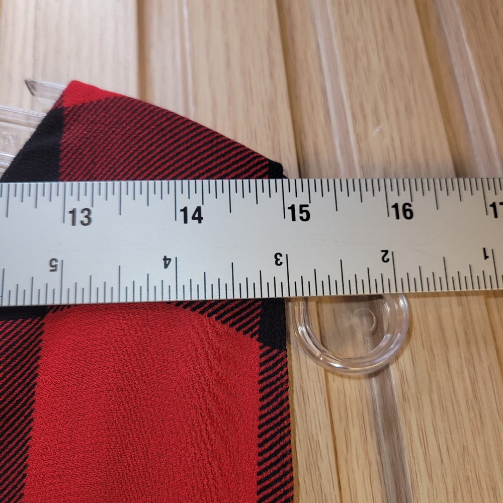 Talbots Red Black Buffalo Plaid Pleated V-Neck Sleeveless Midi Dress Womens 16 - Picture 7 of 9